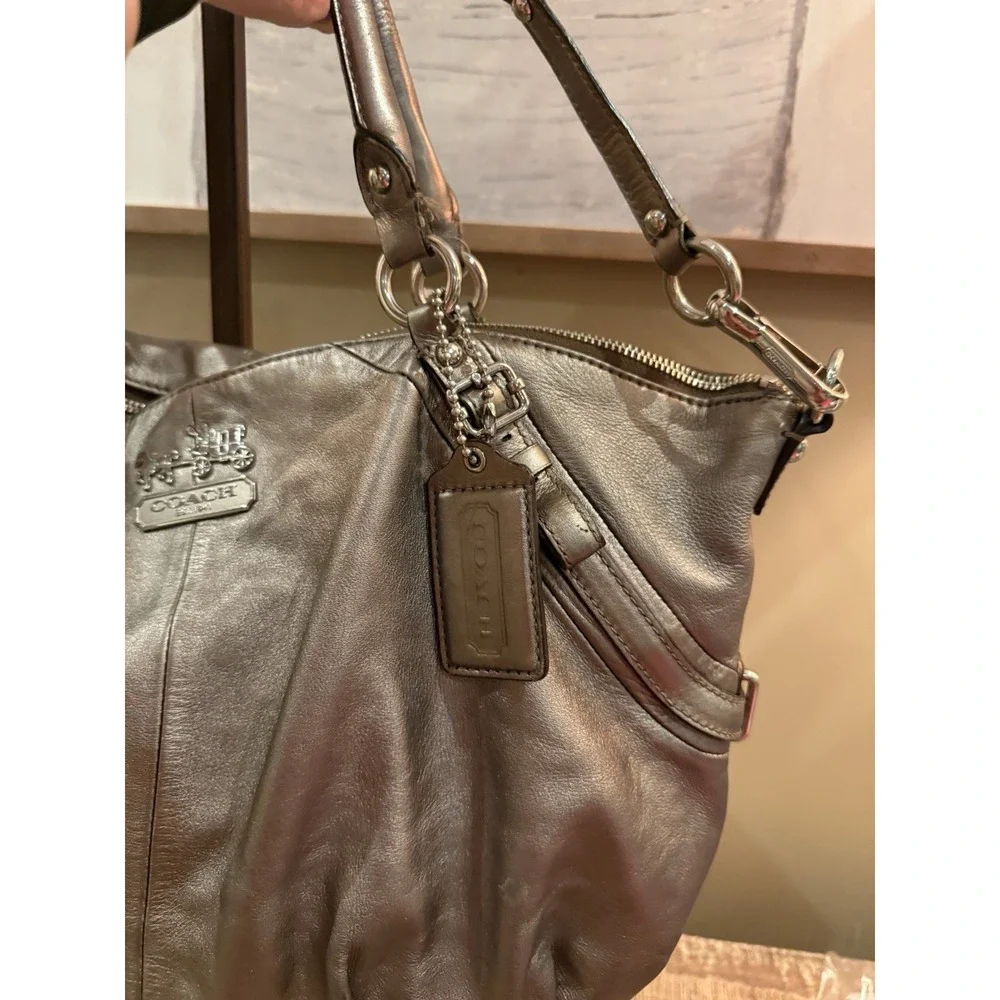 Coach Madison Sophia Metallic Leather Satchel Slouchy Shoulder Bag Purse 15955